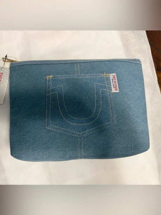 True Religion Brand Jeans Denim Pouch | Large Zip Clutch | NWT | - Picture 3 of 7